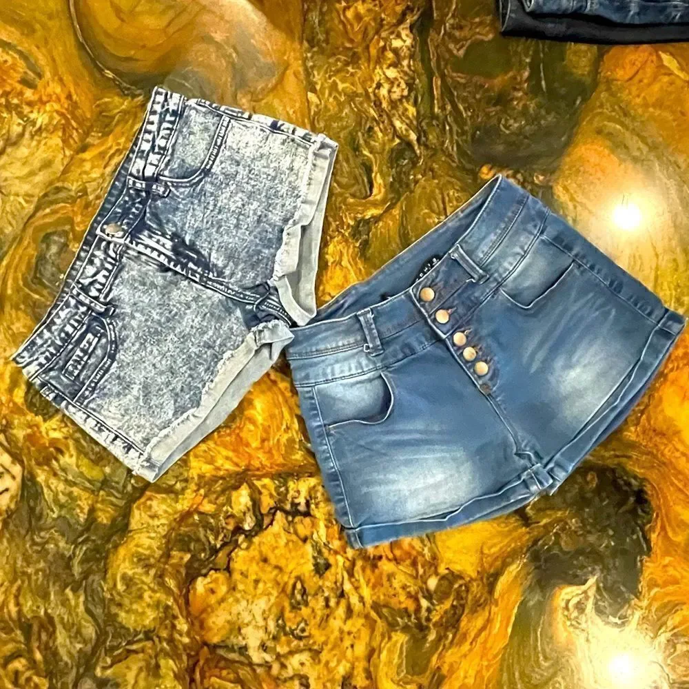 Jean shorts lot sz 3/27 forever 21 acid wash